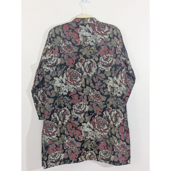 Chico's Long Beaded Floral Tapestry Metallic Jacket Blazer Floral Size Large - Picture 9 of 9